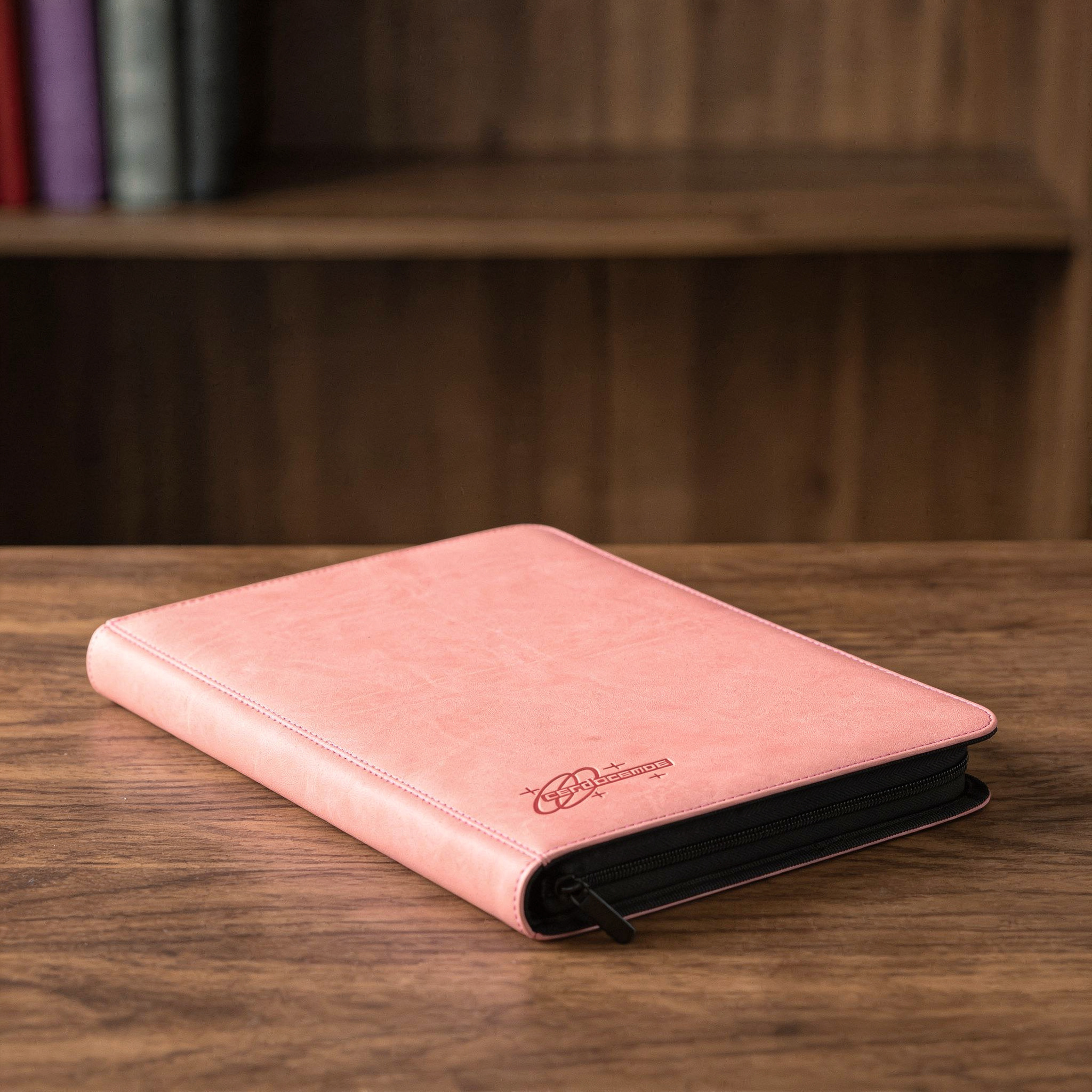 cardcosmos - Carpeta con cremallera premium XXL de cuero de 16 bolsillos - Rosa