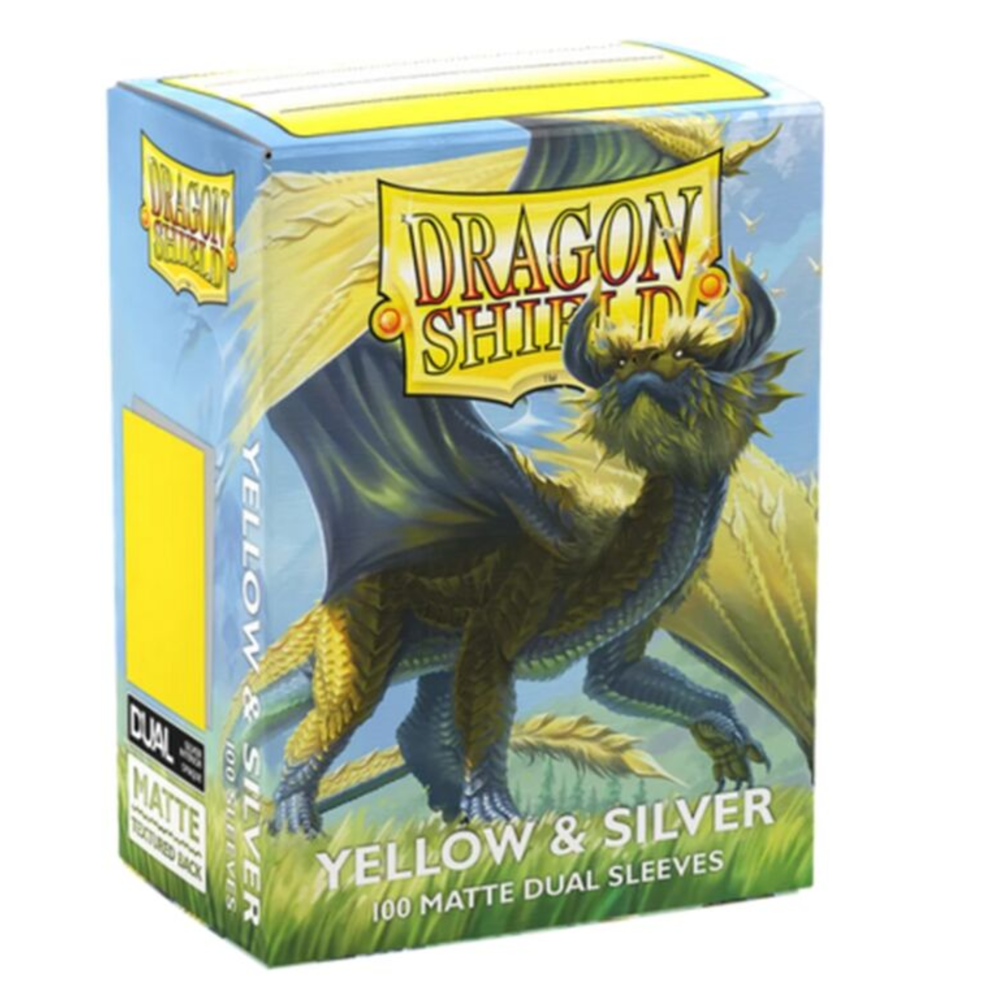 Dragon Shield Fundas – Dual Mate Amarillo y Plata (100 piezas)
