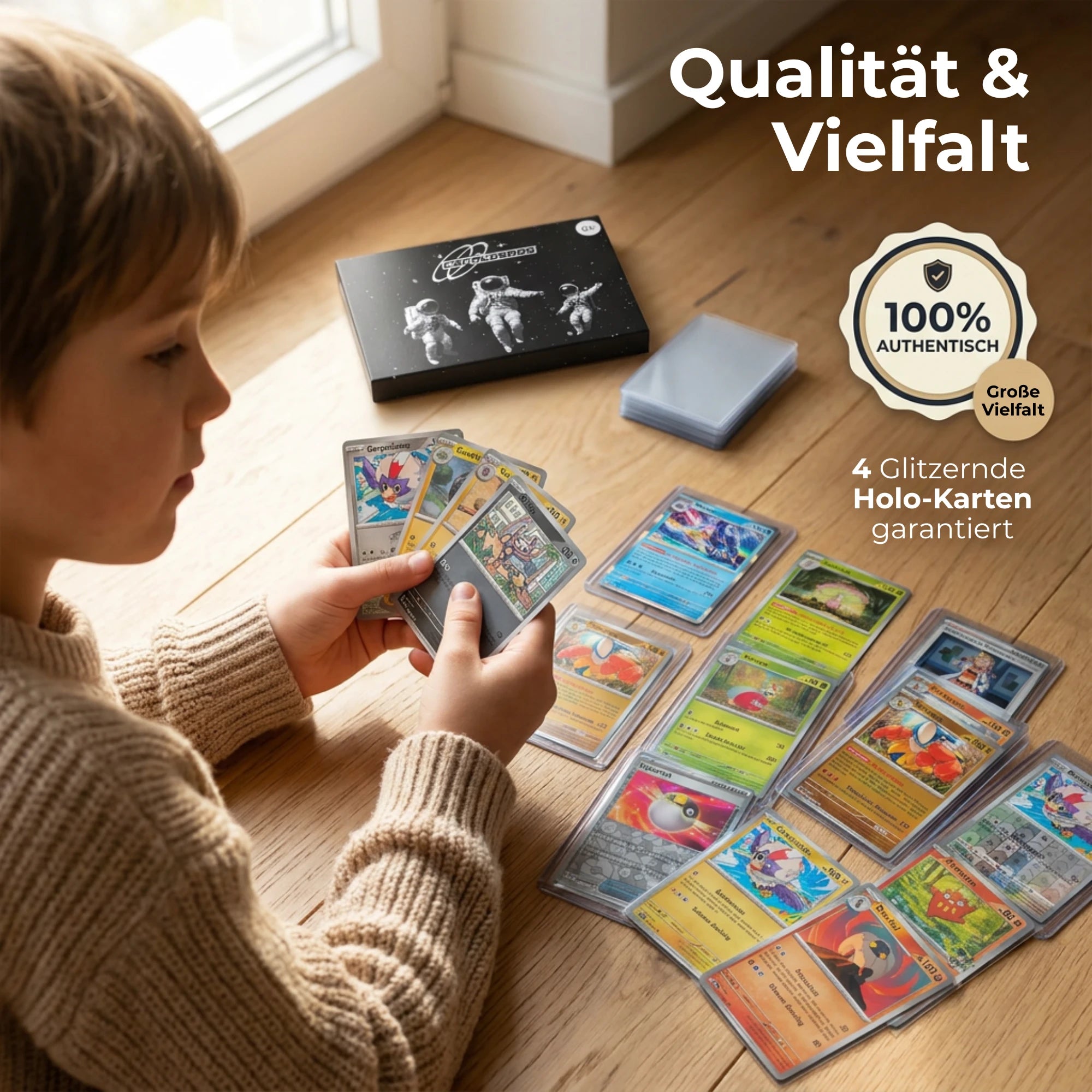 Pokémon Card Set German – 30 cards incl. 4 Holo + 100 Card Sleeves