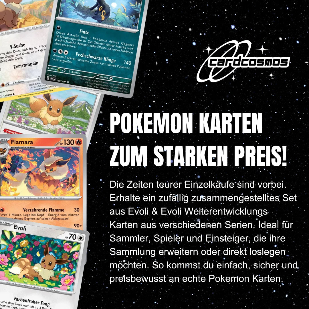 Pokémon Set de cartas Inglés – 10 cartas Evoli/Eevee y evoluciones – Selección aleatoria