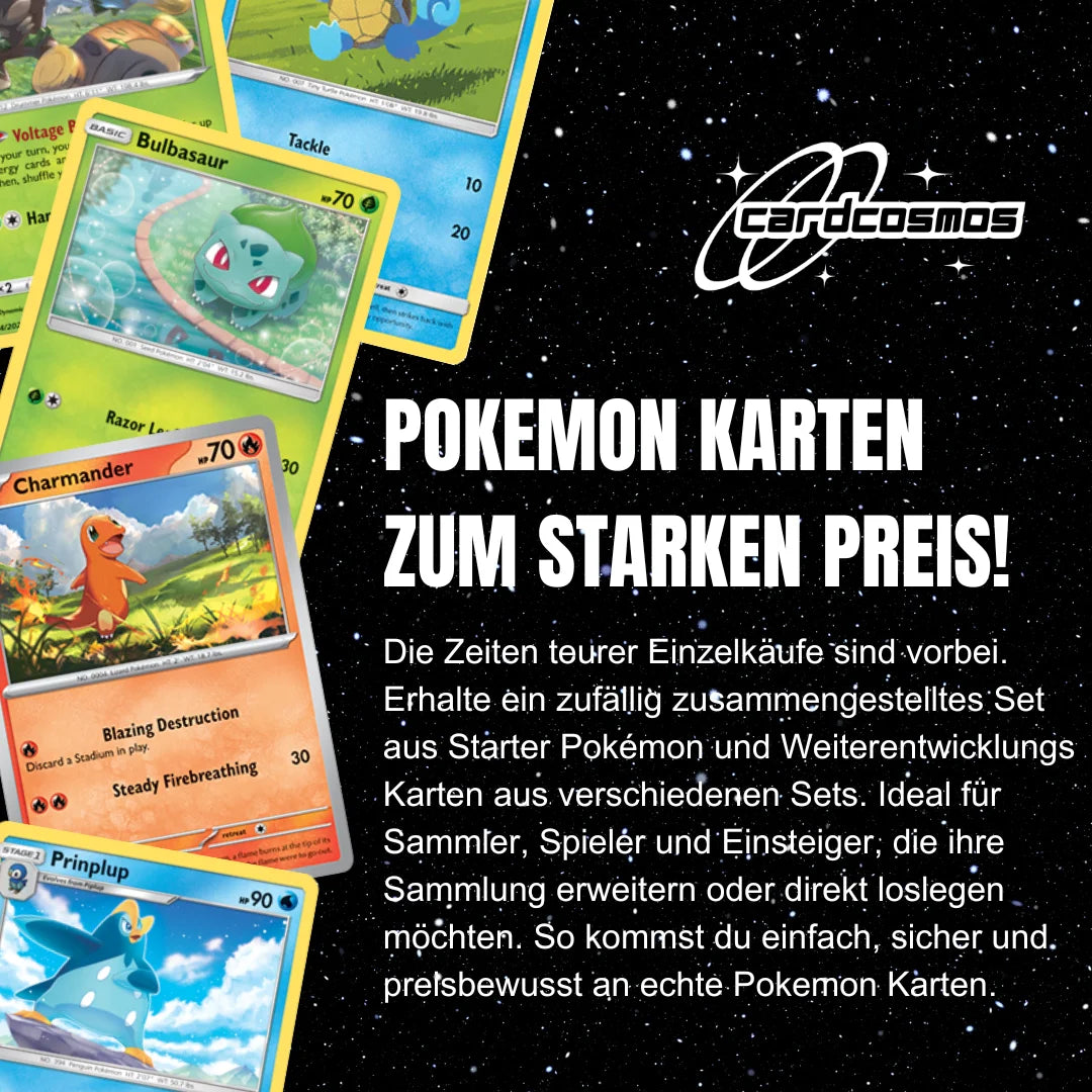 Set de cartas Pokémon Inglés – 10 cartas Pokémon iniciales y evoluciones – Selección aleatoria