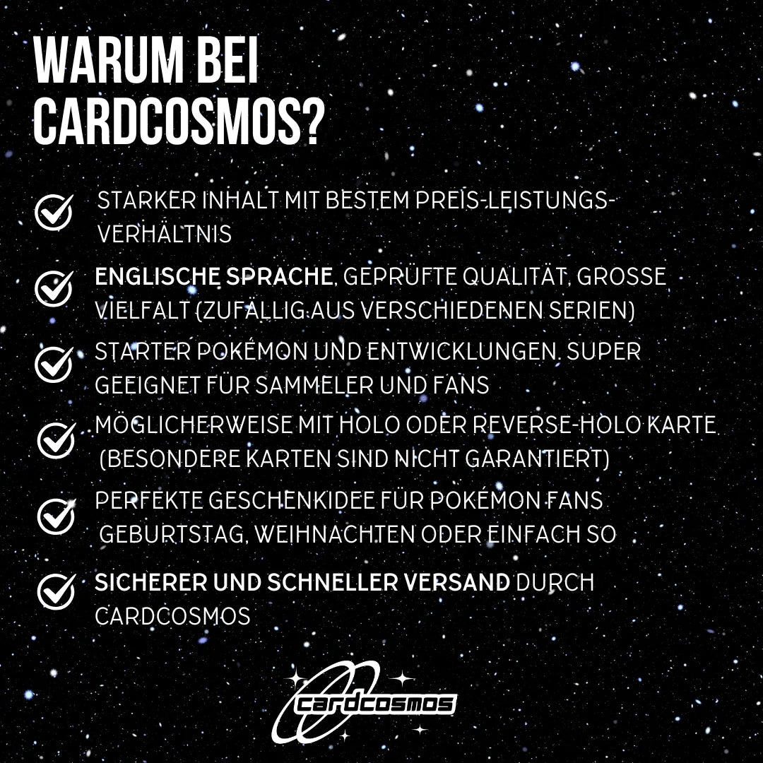 Set de cartas Pokémon Inglés – 10 cartas Pokémon iniciales y evoluciones – Selección aleatoria