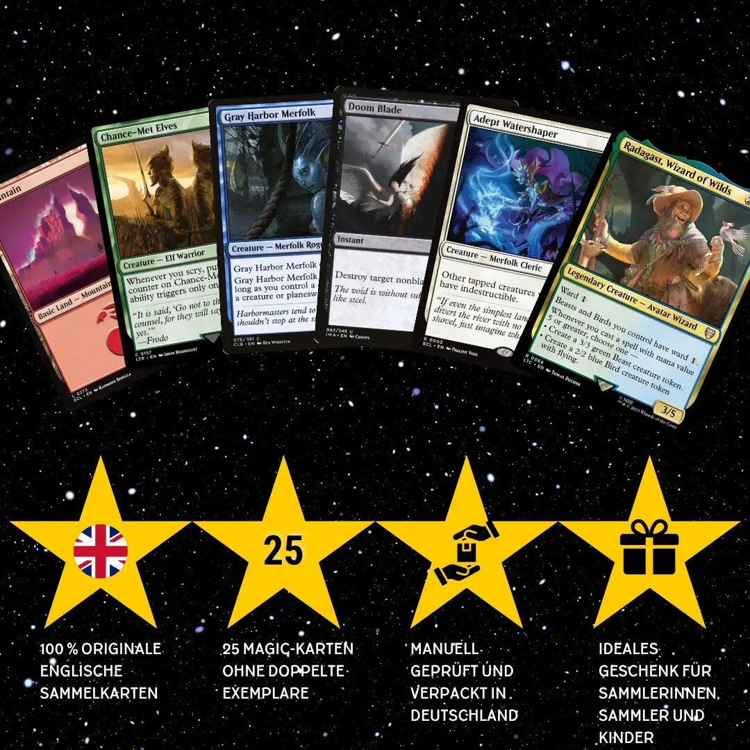 Magic: The Gathering Set de cartas Inglés – 25 cartas incl. 2 raras + 100 fundas para cartas