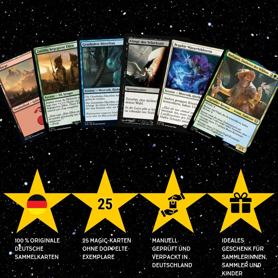Magic: The Gathering Set de cartas Alemán – 25 cartas incl. 2 raras + 100 fundas para cartas