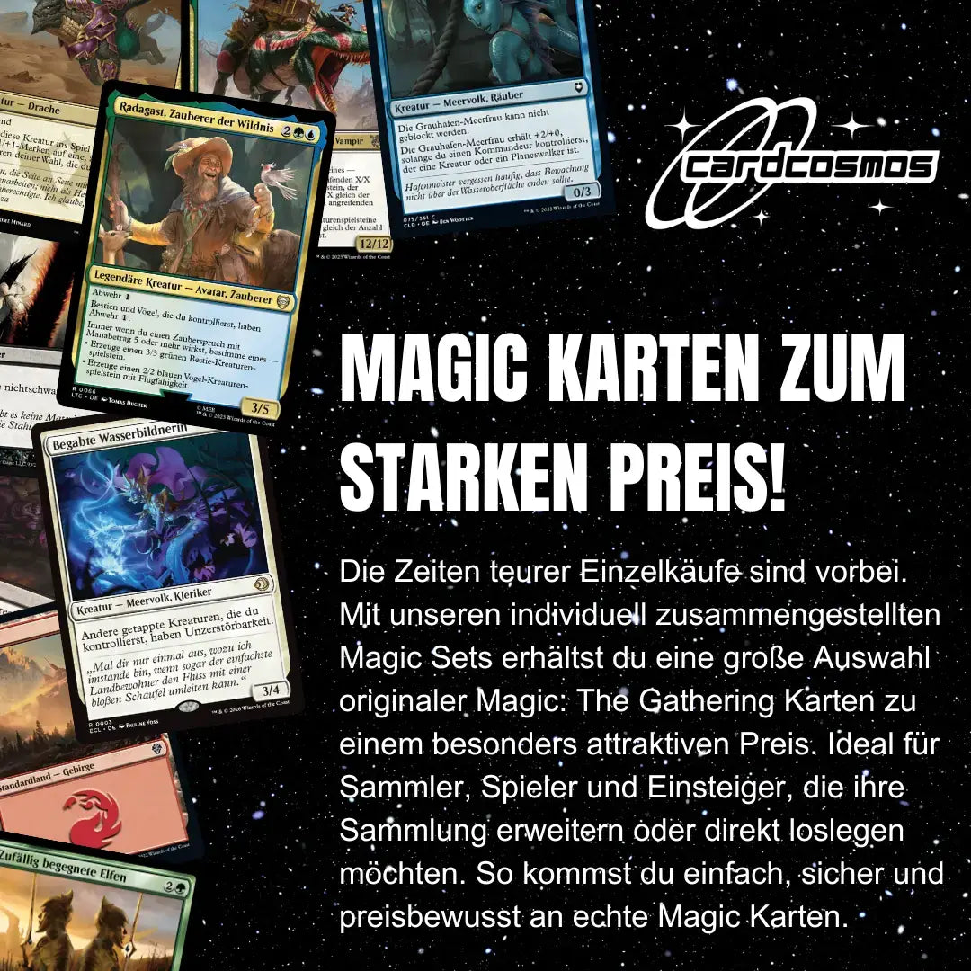 Magic: The Gathering Set de cartas Alemán – 200 cartas incl. 16 raras y 4 Foils + 100 fundas para cartas