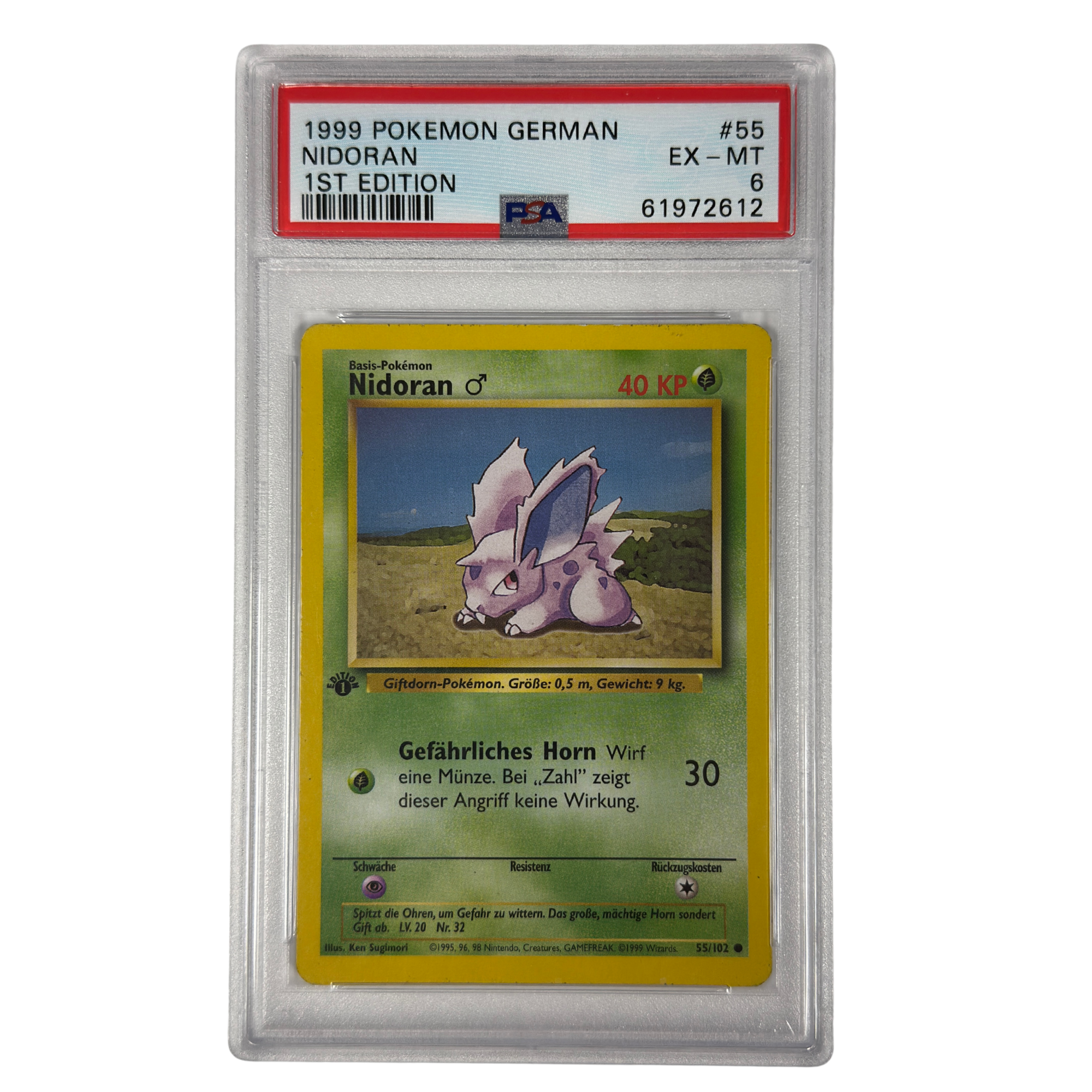 Pokémon - Nidoran ♂ #55/102 (Base Set 1st Edition) – PSA 6 Excelente-Mint