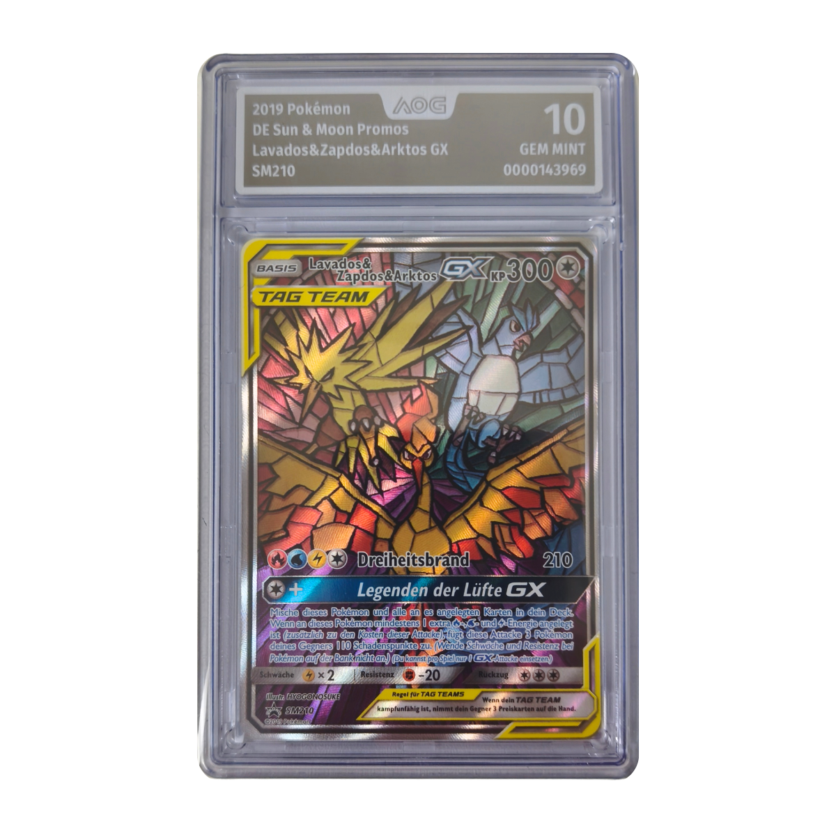 Pokémon - Lavados & Zapdos & Arktos GX Promo SM210 – AOG 10 Gem Mint