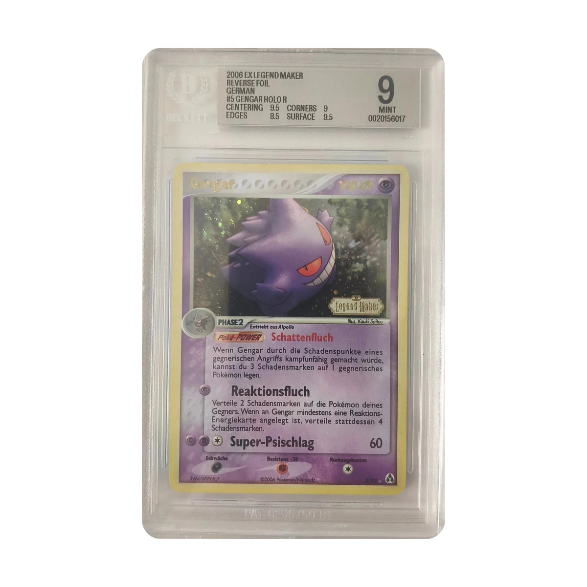 Pokémon - Gengar #5/92 (EX Legend Maker Reverse Foil) – Beckett 9 Mint