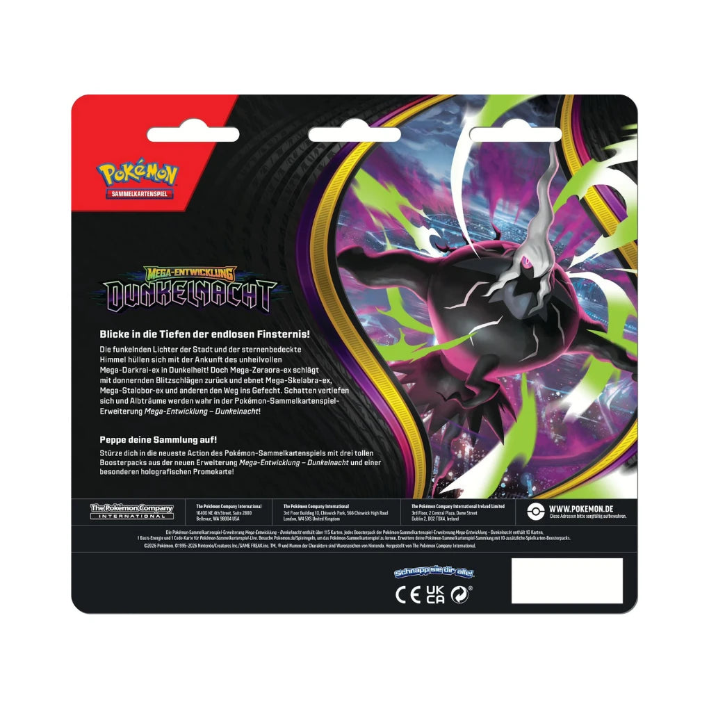 Pokémon - Mega Evolución: Blíster 3-Pack Dunkelnacht - Alemán