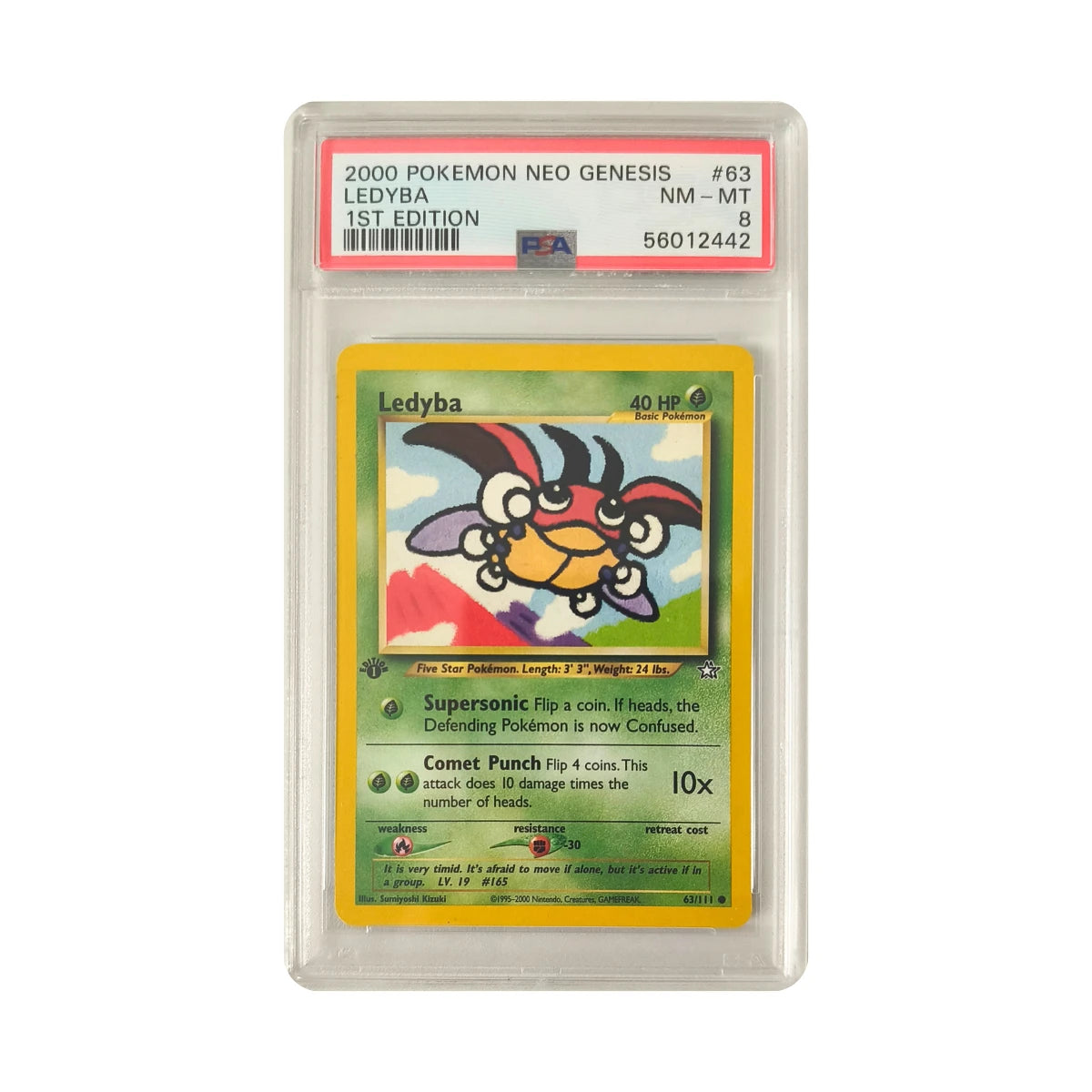 Pokémon - Ledyba #63/111 (Neo Genesis 1st Edition) – PSA 8 NM-MT