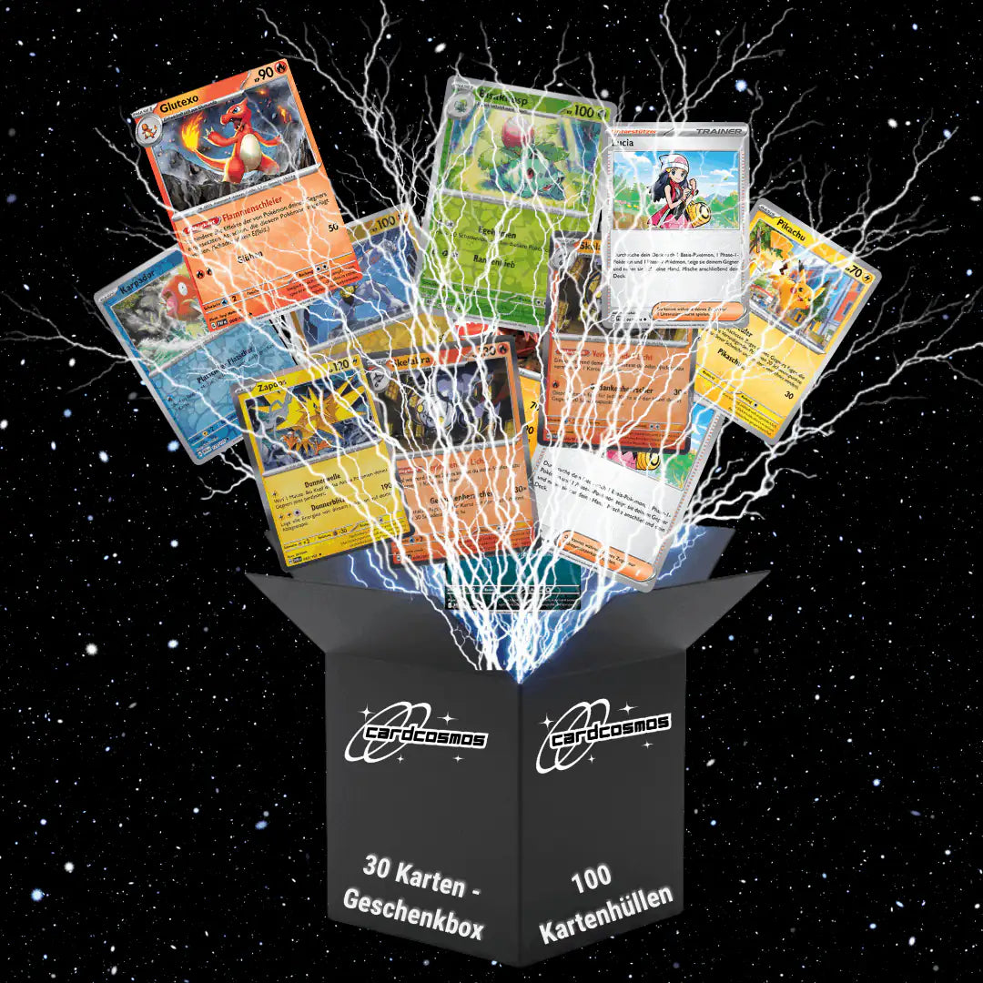 Pokémon Karten Set Deutsch – 30 Karten inkl. 4 Holo + 100 Kartenhüllen