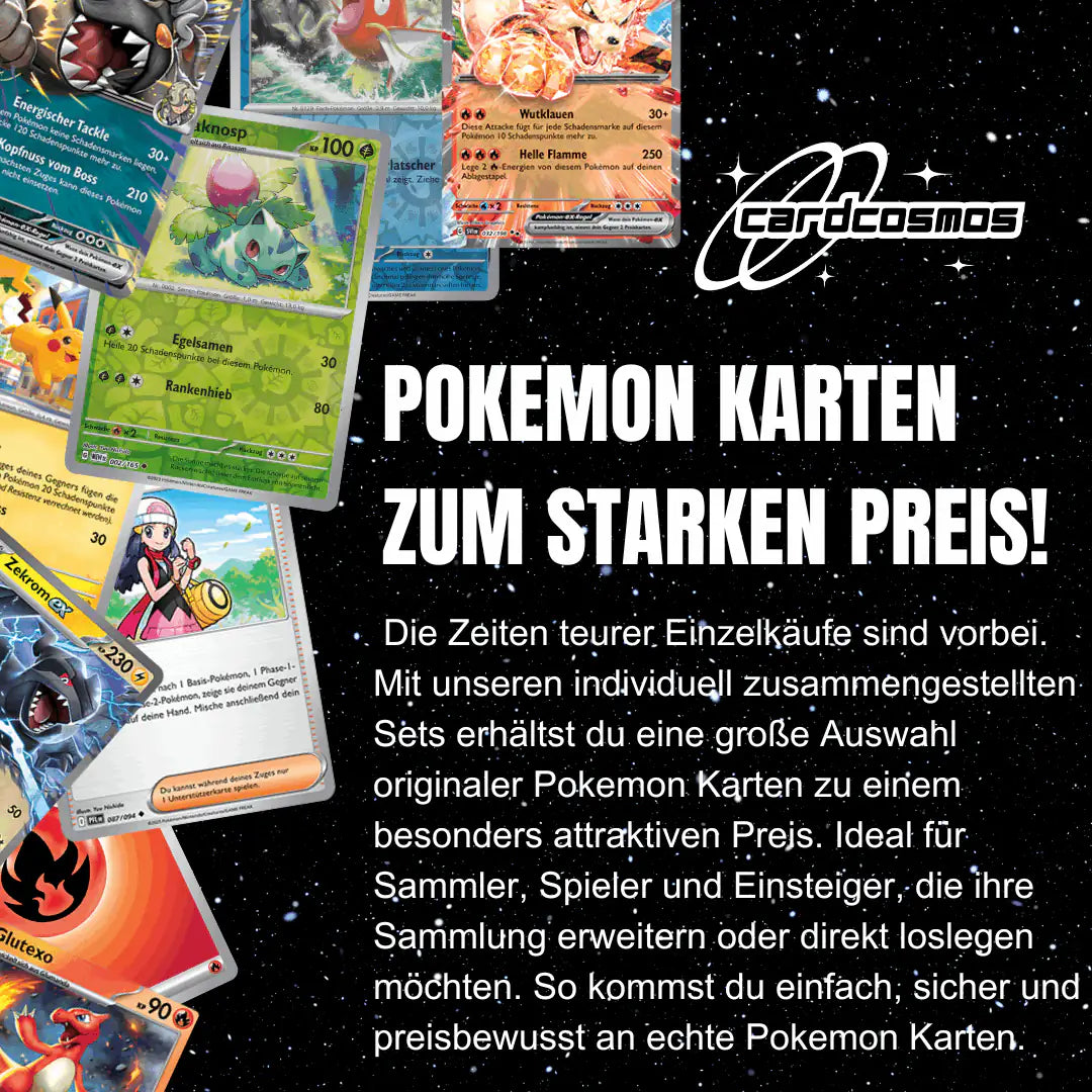 Pokémon Karten Set Englisch – 200 Karten inkl. 25 Holo + 100 Kartenhüllen