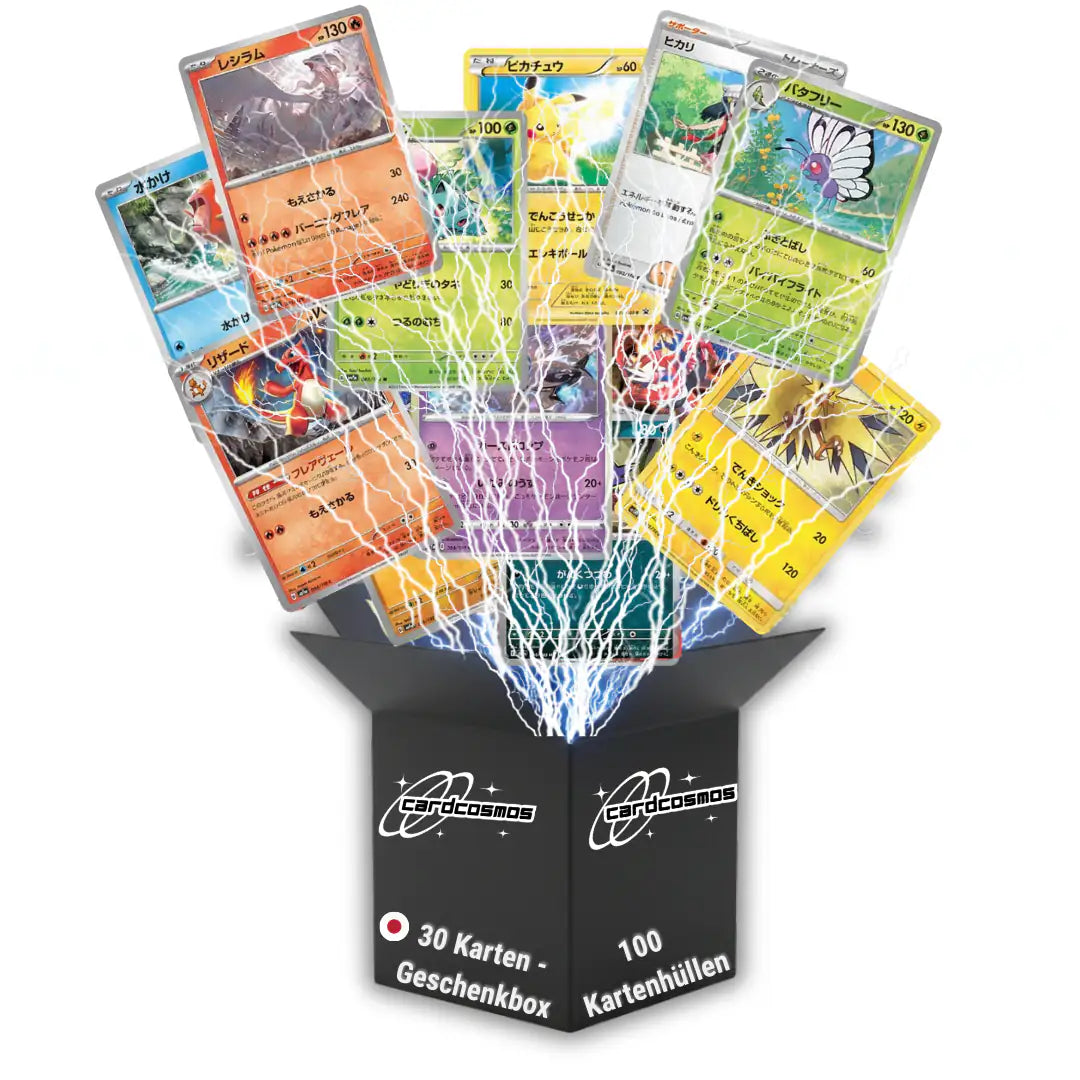 Pokémon Karten Set Japanisch – 30 Karten inkl. 4 Holo + 100 Kartenhüllen