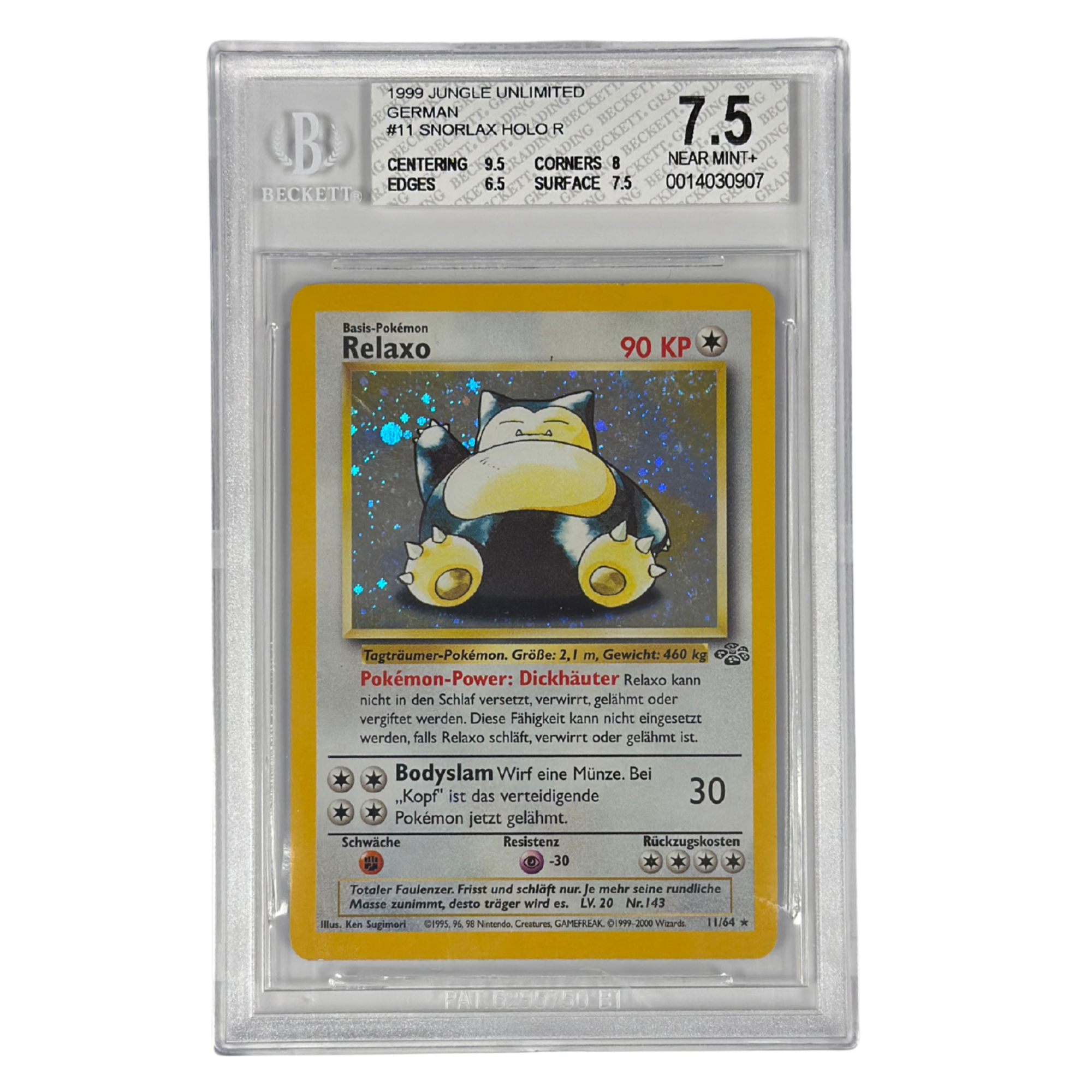 Pokémon - Snorlax Holo #11/64 (Jungle Unlimited) – BGS 7.5 Near Mint+