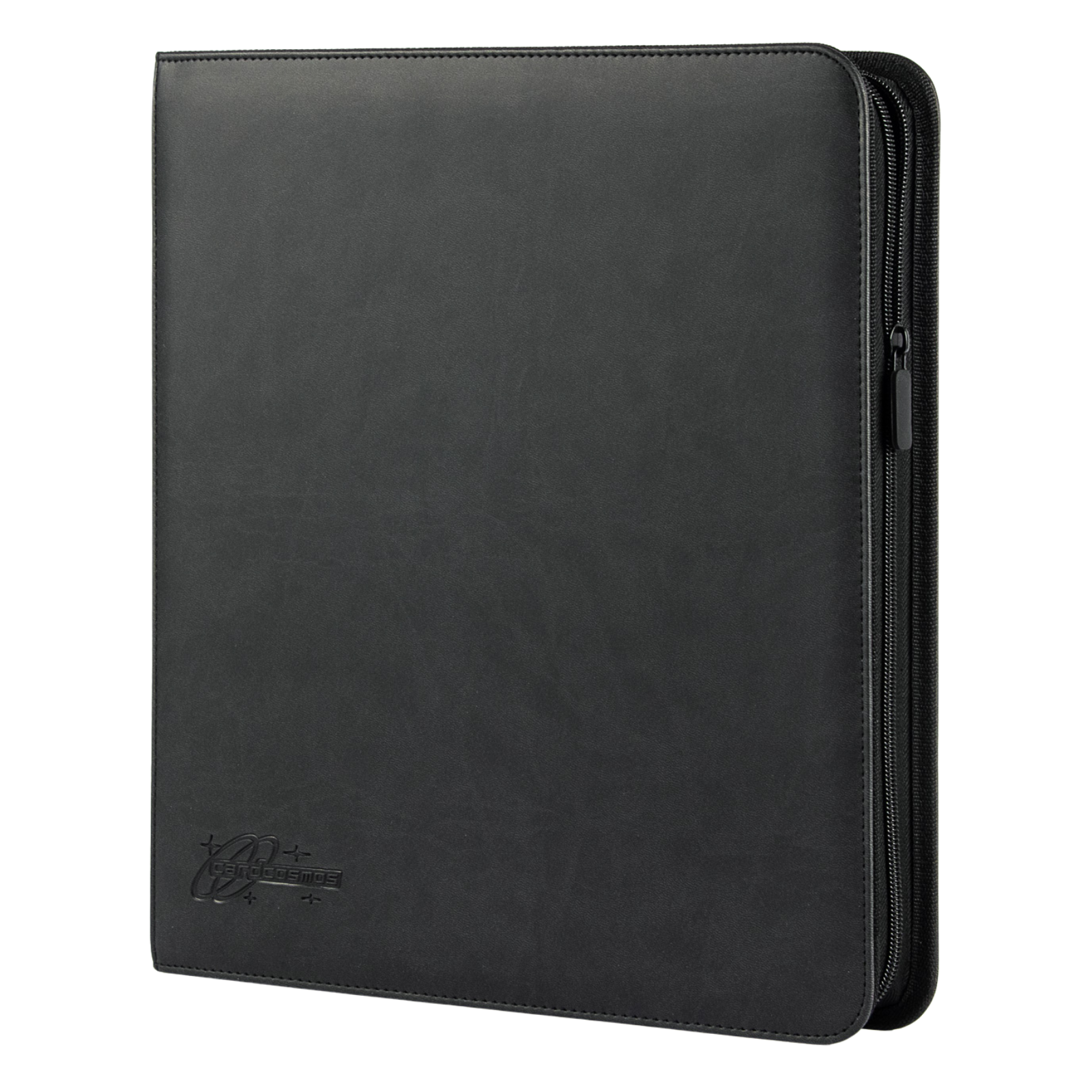 cardcosmos - Carpeta con cremallera premium de cuero de 12 bolsillos - Negro
