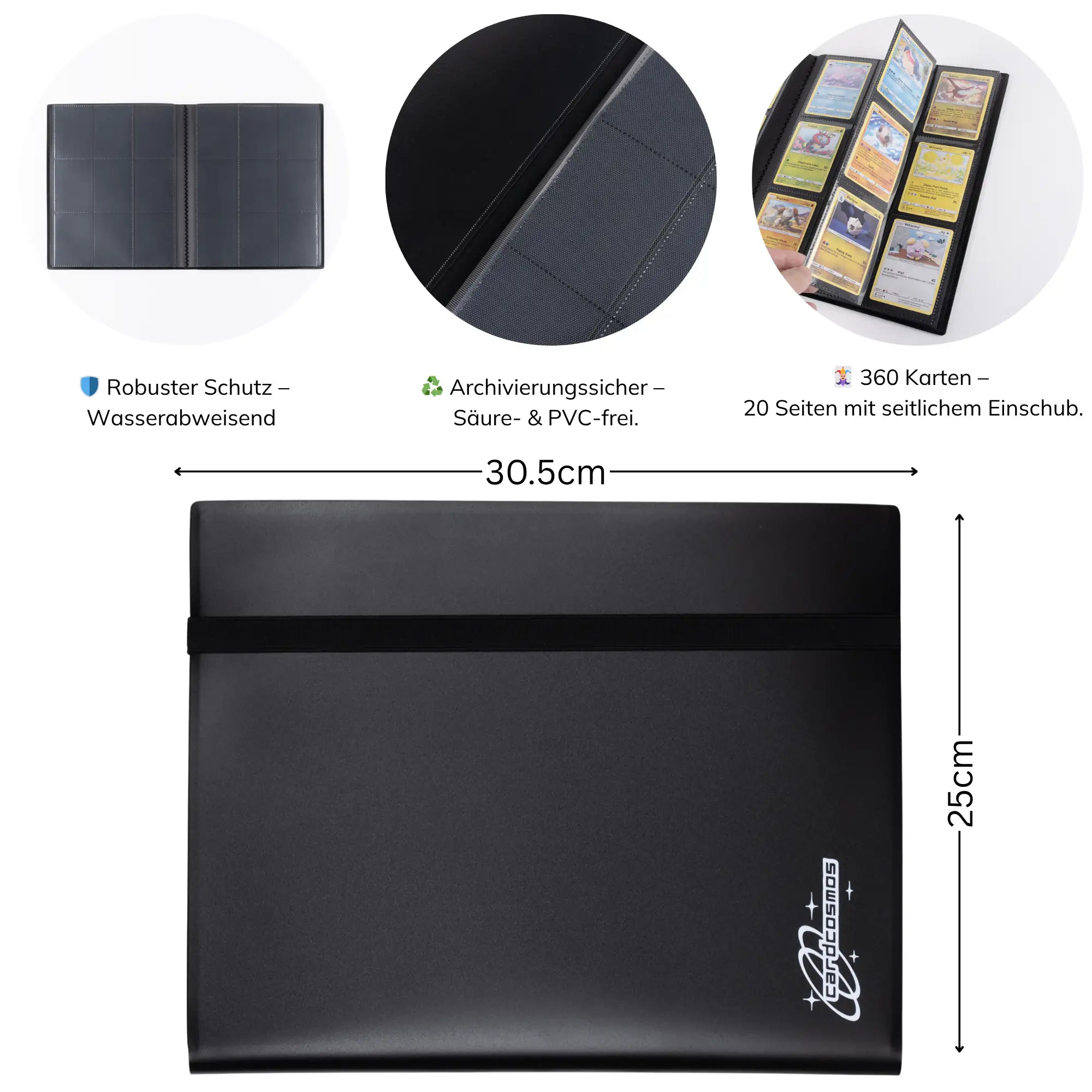 cardcosmos - 9 Pocket Basic Strap Binder - Schwarz
